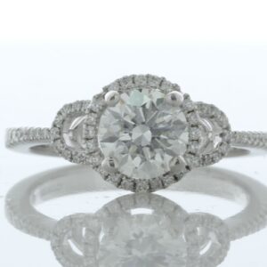 18ct White Gold Single Stone Claw Set With Stone Set Shoulders Diamond Ring (1.05) 1.28 Carats