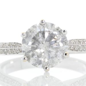 18ct White Gold Single Stone Claw Set With Stone Set Shoulders Diamond Ring (2.65) 3.00 Carats