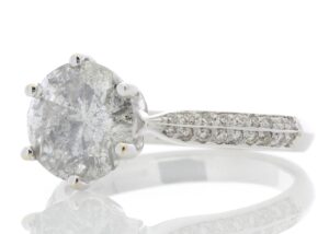 18ct White Gold Single Stone Claw Set With Stone Set Shoulders Diamond Ring (2.65) 3.00 Carats