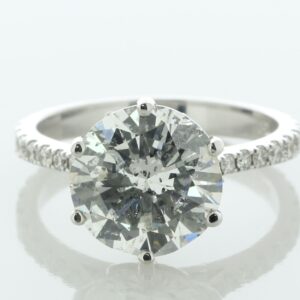 18ct White Gold Single Stone Prong Set With Stone Set Shoulders Diamond Ring 5.12