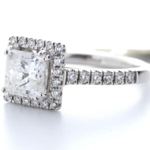 18ct White Gold Single Stone With Halo Setting Ring (1.35) 1.69 Carats