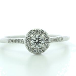 18ct White Gold Halo Set Diamond Ring 0.38 Carats