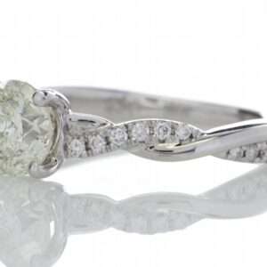 18ct White Gold Single Stone Diamond Ring  With Waved Stone Set Shoulders (1.06) 1.22 Carats