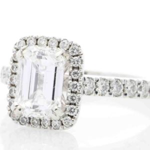 18ct White Gold Single Stone Emerald Cut Diamond Ring (1.71) 2.03 Carats