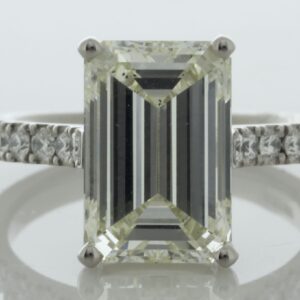 18ct White Gold Single Stone Emerald Cut Diamond Ring (D5.00) 5.35