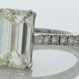 18ct White Gold Single Stone Emerald Cut Diamond Ring (D5.00) 5.35