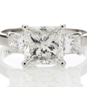 18ct White Gold Three Stone Princess Cut Diamond Ring 2.00 Carats