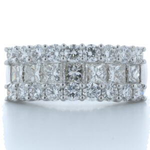 18ct White Gold Claw Set Semi Eternity Diamond Ring 2.43 Carats