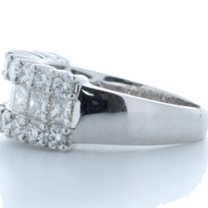 18ct White Gold Claw Set Semi Eternity Diamond Ring 2.43 Carats