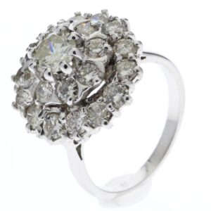 18ct White Gold Round Three Tier Cluster Diamond Ring 2.85 Carats