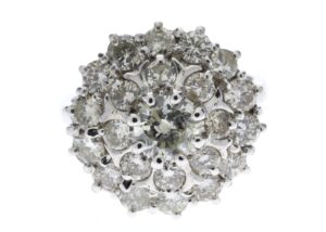 18ct White Gold Round Three Tier Cluster Diamond Ring 2.85 Carats