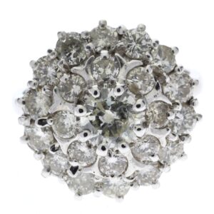 18ct White Gold Round Three Tier Cluster Diamond Ring 2.85 Carats