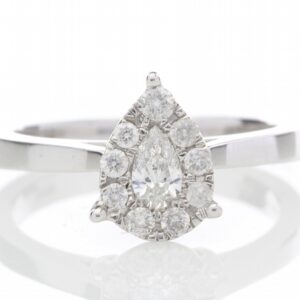 18ct White Gold Pear Cluster Claw Set Diamond Ring 0.50 Carats