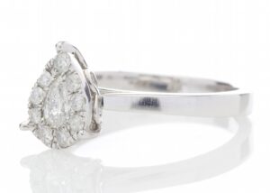 18ct White Gold Pear Cluster Claw Set Diamond Ring 0.50 Carats