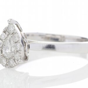 18ct White Gold Pear Cluster Claw Set Diamond Ring 0.50 Carats