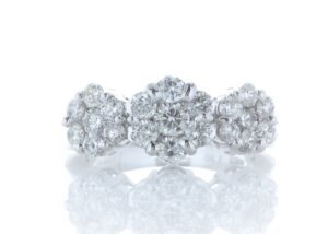 18ct White Gold  Flower Cluster Diamond Ring 1.50 Carats