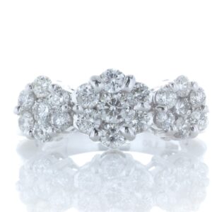 18ct White Gold  Flower Cluster Diamond Ring 1.50 Carats