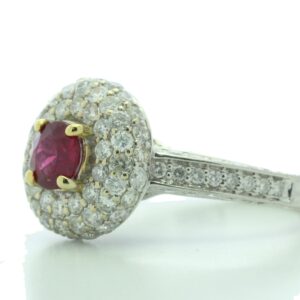 18ct White Gold Cluster Diamond And Ruby Ring (R0.73) 1.90 Carats