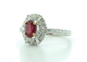 18ct White Gold Cluster Diamond And Ruby Ring (R0.86) 0.80 Carats