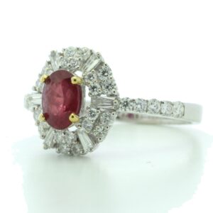 18ct White Gold Cluster Diamond And Ruby Ring (R0.86) 0.80 Carats