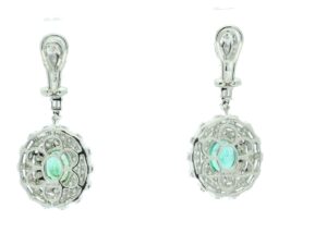 18ct White Gold Diamond And Emerald Drop Earrings (E2.61) 3.74 Carats