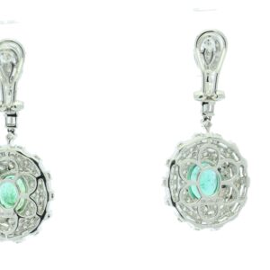 18ct White Gold Diamond And Emerald Drop Earrings (E2.61) 3.74 Carats