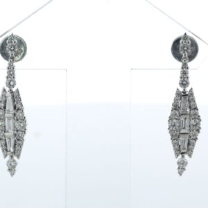 18ct White Gold Diamond Drop Earring 1.75