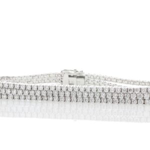 18ct White Gold Three Row Tennis Diamond Bracelet 7.22 Carats