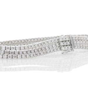 18ct White Gold Three Row Tennis Diamond Bracelet 7.22 Carats