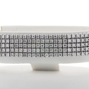 18ct White Gold Five Row Tennis Diamond Bracelet 11.73 Carats