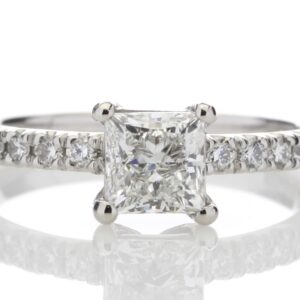 Platinum Single Stone Claw Set With Stone Set Shoulders Diamond Ring 0.91 Carats