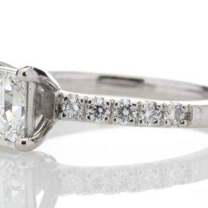 Platinum Single Stone Claw Set With Stone Set Shoulders Diamond Ring 0.91 Carats