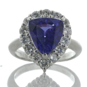 Platinum Trillion Cut Tanzanite And Diamond Ring (T3.72) 0.85