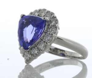 Platinum Trillion Cut Tanzanite And Diamond Ring (T3.72) 0.85