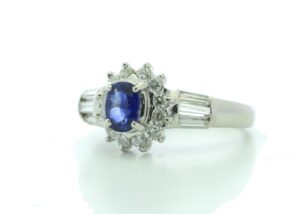 Platinum Cluster Diamond And Sapphire Ring (S0.60) 0.67 Carats