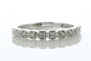 14ct White Gold Rub Over Set Semi Eternity Diamond Ring 2.8mm 0.20