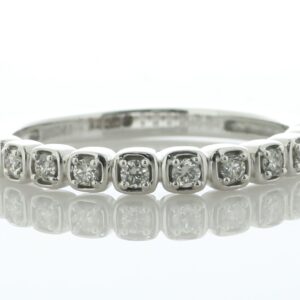 14ct White Gold Rub Over Set Semi Eternity Diamond Ring 2.8mm 0.20