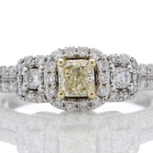 14ct Gold Fancy Yellow Diamond Ring With Fancy Halo Setting 1.00 Carats