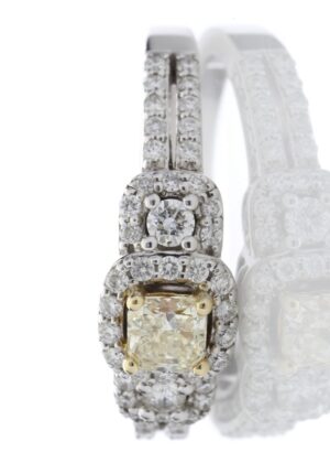 14ct Gold Fancy Yellow Diamond Ring With Fancy Halo Setting 1.00 Carats