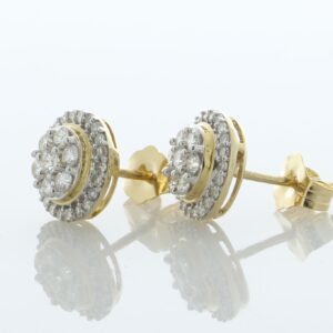 14ct Gold Round Cluster Claw Set Diamond Earring 0.50