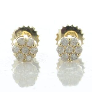 14ct yellow Gold Round Cluster Diamond Stud Screw back Earring 0.25