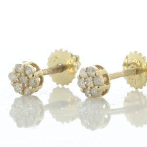 14ct yellow Gold Round Cluster Diamond Stud Screw back Earring 0.25