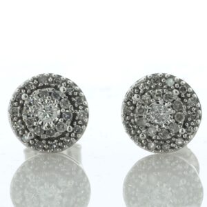 14ct White Gold Round Cluster Diamond Stud Earring 0.25