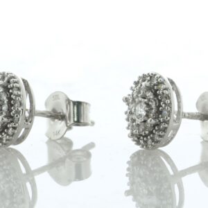 14ct White Gold Round Cluster Diamond Stud Earring 0.25