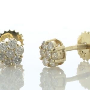 14ct Yellow Gold Round Cluster Diamond Stud Earring 0.36