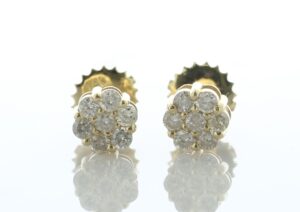 14ct Yellow Gold Round Cluster Diamond Stud Earring 0.36