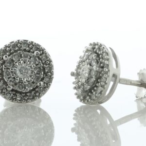 14ct White Gold Diamond Cluster Stud Earring 0.25