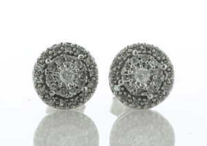 14ct White Gold Diamond Cluster Stud Earring 0.25