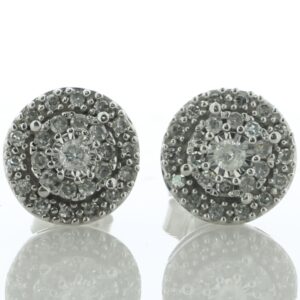 14ct White Gold Diamond Cluster Stud Earring 0.25