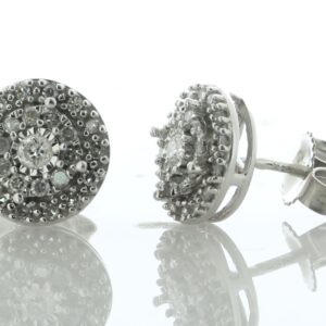 14ct White Gold Diamond Round Cluster Stud Earring 0.25